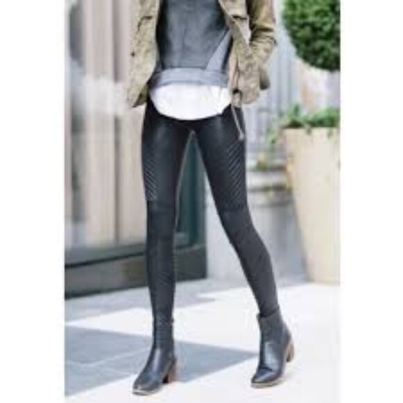 NWT SPANX Black Faux Leather Moto Leggings